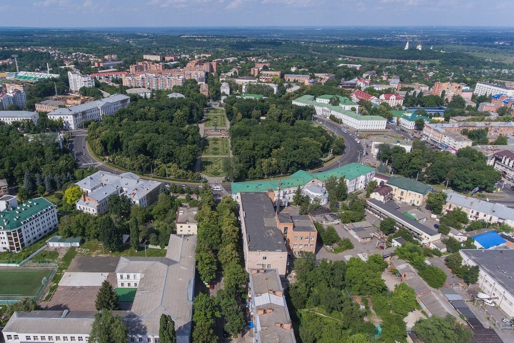 Круглая площадь в Полтаве с высоты